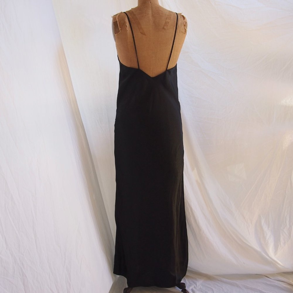 vtg 90s FREDERICKS of HOLLYWOOD Black Long Slinky Sexy Nightgown Dress USA S EUC - Picture 7 of 8